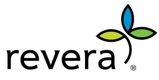 Revera logo with the word "revera" in black lowercase letters and a stylized three-leaf design in blue, green, and light green above the letters, trusted by Chicago lawyers for intellectual property law expertise.