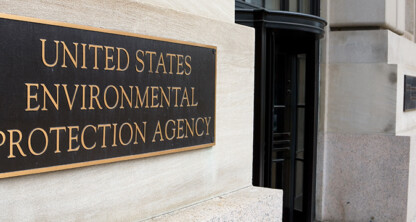 A bronze sign reads “United States Environmental Protection Agency” mounted on the exterior of a government building, much like those seen at a corporate law office or among chicago lawyers specializing in environmental and intellectual property law.