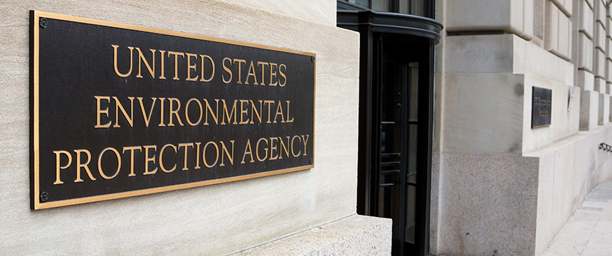 A bronze sign reads “United States Environmental Protection Agency” mounted on the exterior of a government building, much like those seen at a corporate law office or among chicago lawyers specializing in environmental and intellectual property law.