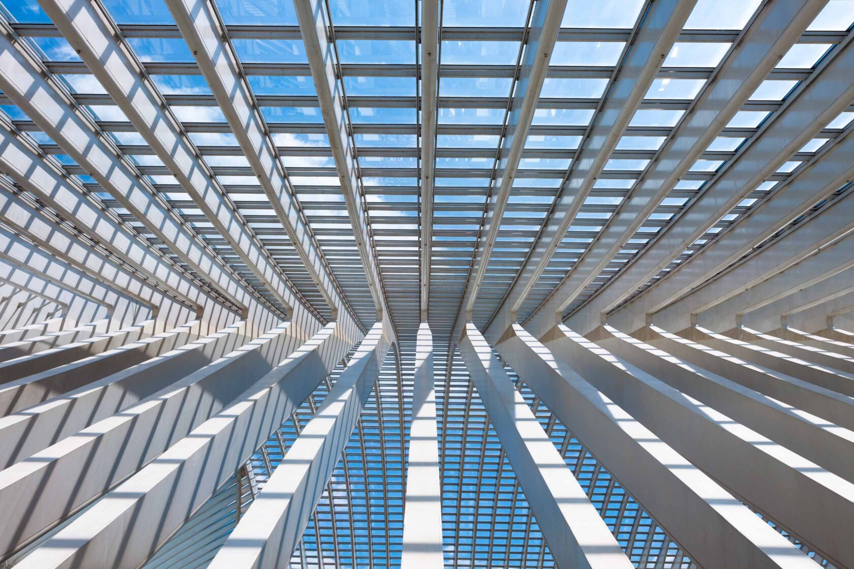 A ceiling with glass windows.
