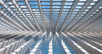 A ceiling with glass windows.