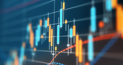 Close-up of a digital financial chart showing candlesticks, trend lines, and data points representing market fluctuations and trading activity, useful for litigation support by Chicago lawyers.