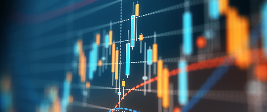 Close-up of a digital financial chart showing candlesticks, trend lines, and data points representing market fluctuations and trading activity, useful for litigation support by Chicago lawyers.