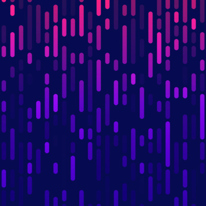 Vertical rounded bars in shades of pink and purple descend against a dark blue background, echoing the innovative spirit often found in a leading corporate law office or intellectual property law firm.